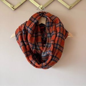 Orange Plaid Infinity Scarf
